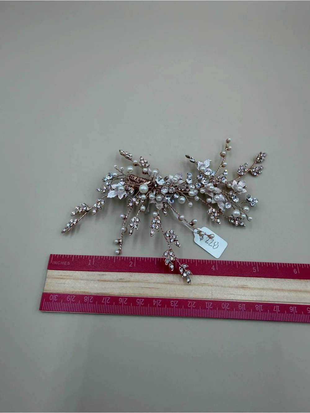 Rose Gold Pearl Crystal Bridal Hair Clip Floral Wedding Barrette NWT